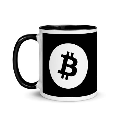 Bitcoin Symbol White Mug with Color Inside Black