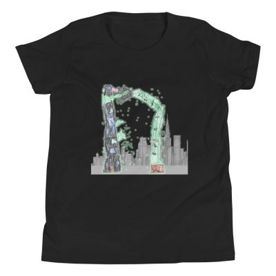 Ultra Worm Kaiju Zilla Rhino Youth Short Sleeve T-Shirt Black