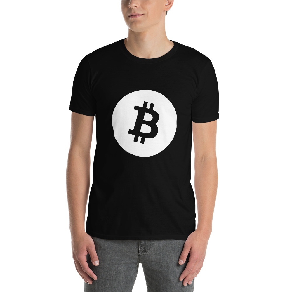 Bitcoin Symbol White Unisex T-Shirt Black - Image 2