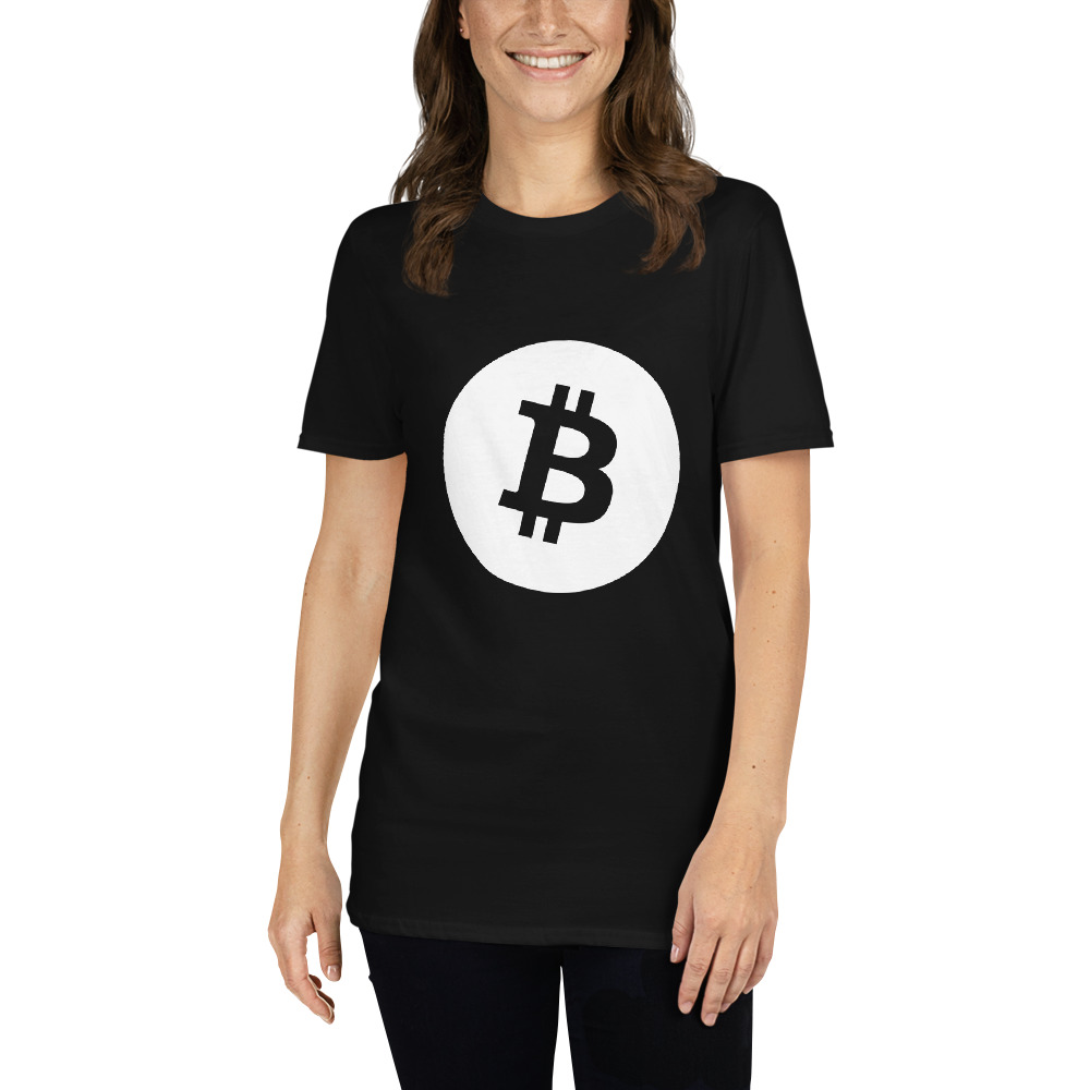 Bitcoin Symbol White Unisex T-Shirt Black - Image 3
