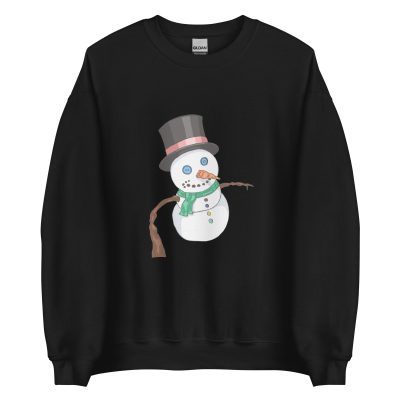 Snowman Selfie Unisex Sweatshirt Black