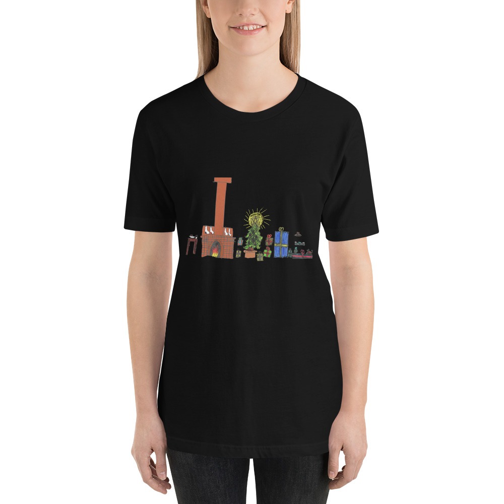 Christmas Living Room Black Unisex T-Shirt - Image 2