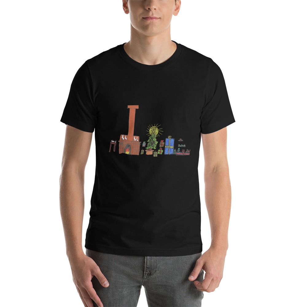 Christmas Living Room Black Unisex T-Shirt - Image 3